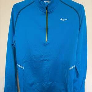 Saucony 1/4 Zip Running Jacket Men’s Large Vibrant Blue w/ reflective accents